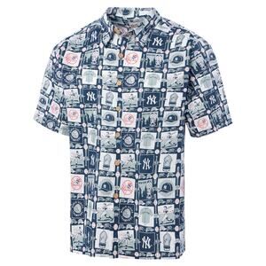 Reyn Spooner Yankees Champions Aloha Shirt Men's Medium Navy MLB Retro Novelty